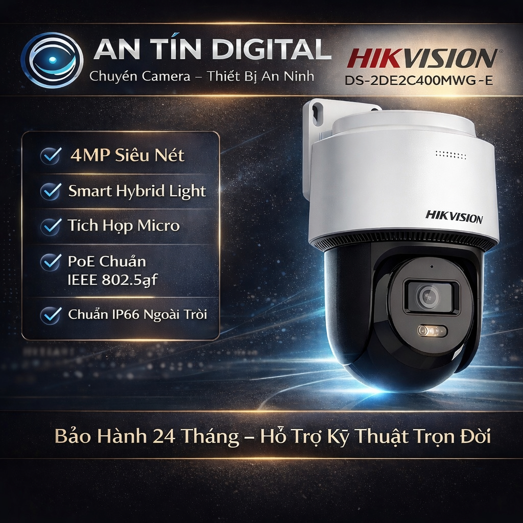 Camera IP PT 4MP DS-2DE2C400MWG-E – Quay Quét 360° – Có Màu Ban Đêm – Phát Hiện Người – Mic Thu Âm