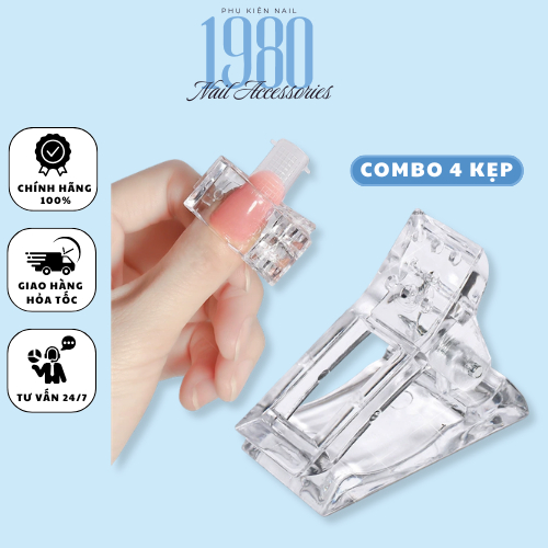 Combo 4 Kẹp Định Hình Móng Gel Gôm Poly Trong Suốt Chuyên Nghiệp
