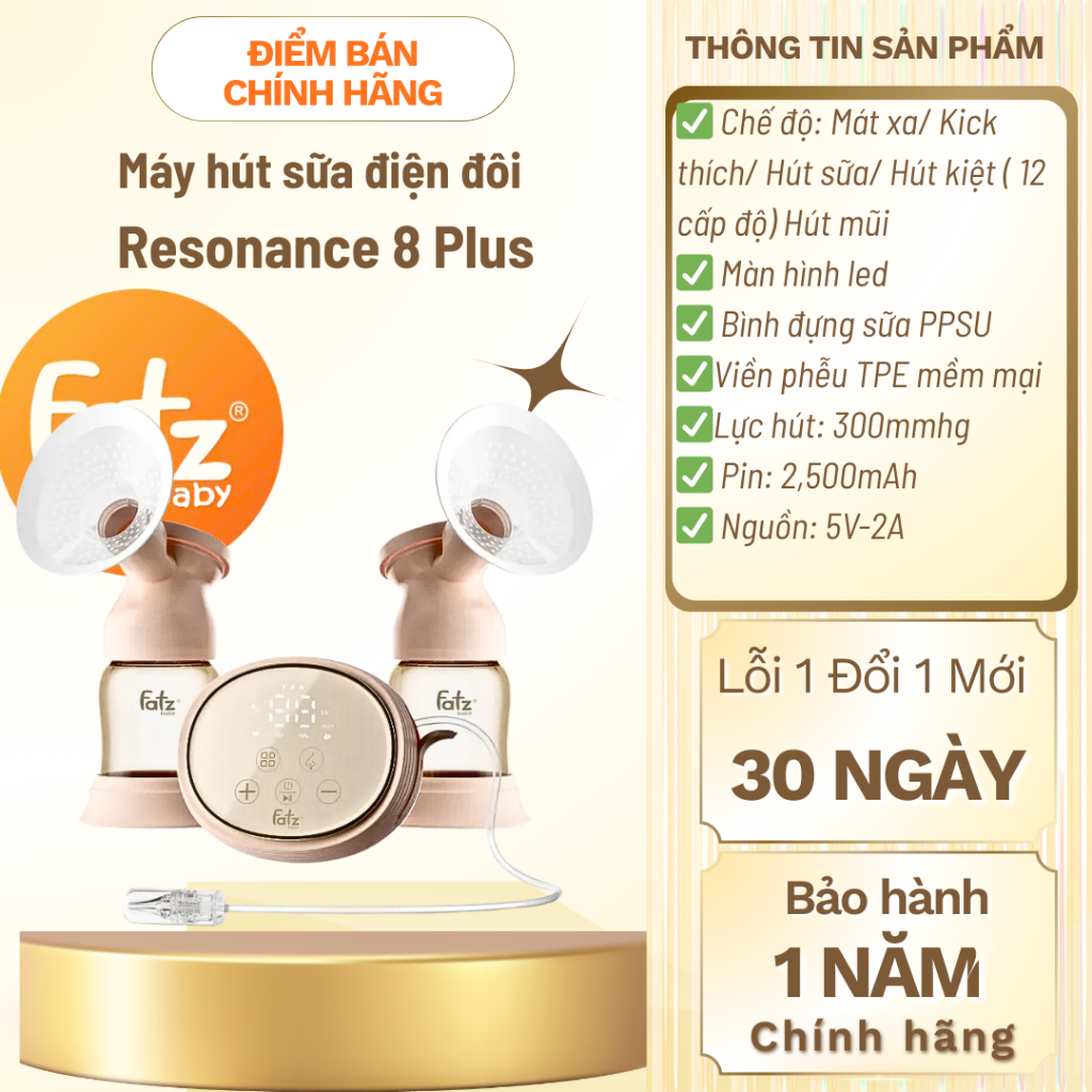 Máy hút sữa điện đôi và hút mũi Fatz Baby Resonance 8 Plus FB1299BT