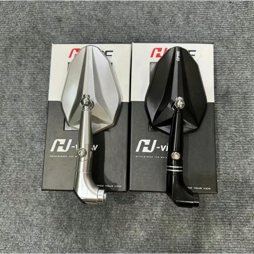 Gương Chiếu Hậu H2C V5 cao cấp, Kính H2C Xoay 360 độ,  nhôm phay CNC, mặt trắng