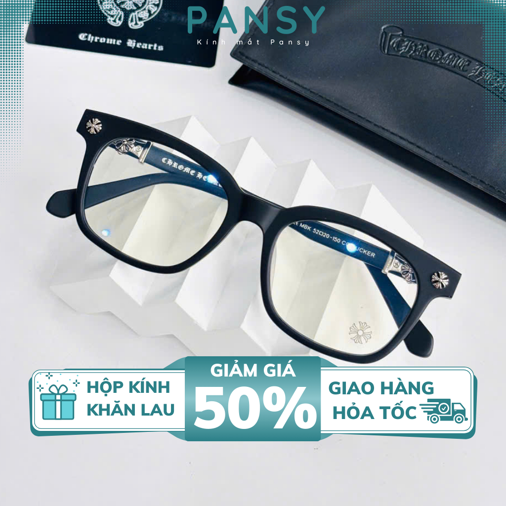 Mắt Kính Vuông CH2273 Cao Cấp Bản Lề Kim Loại Thời Trang Nam Nữ - Phiên Bản Đen Nhám Sang Trọng Dori