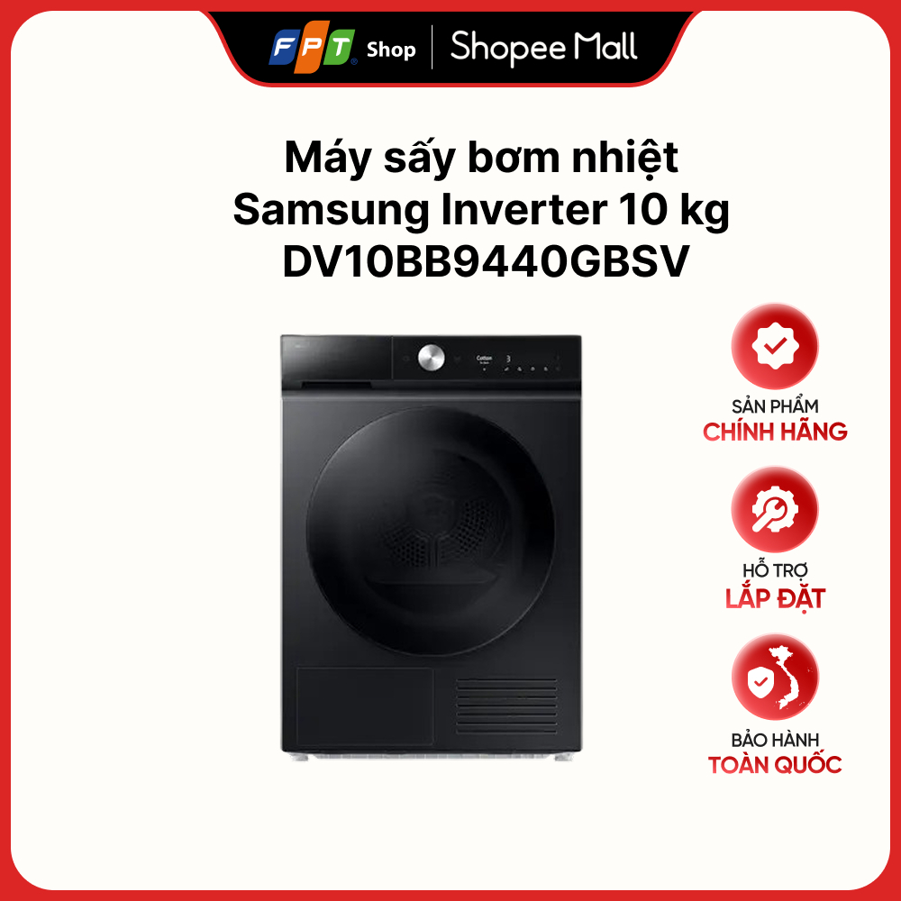 [Hàng chính hãng] Máy sấy bơm nhiệt Samsung Inverter 10 kg DV10BB9440GBSV
