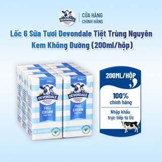 Lốc 6 Sữa Tươi Devondale Tiệt Trùng Nguyên Kem Không Đường 200ml/Hộp