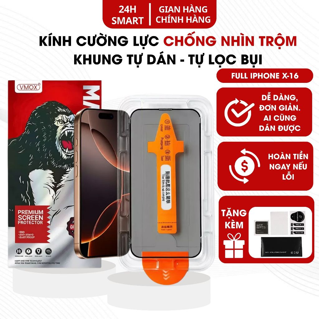 [MUA 3 TẶNG 1]COMBO 3 Kính Cường Lực Chống Nhìn Trộm 360 Độ Tự Dán Tự Rút Bụi Phủ Nano Cảm Ứng Siêu Mượt, Tiện Lợi