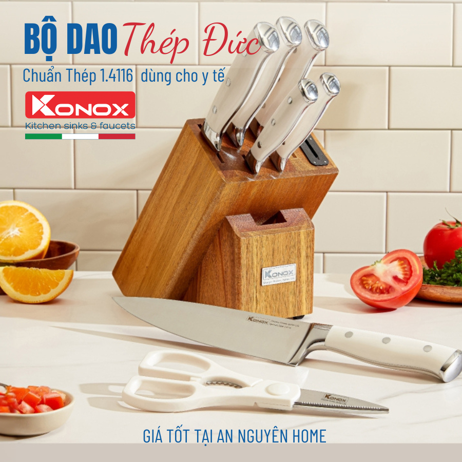 [Xả kho] Bộ dao làm bếp cao cấp 7 món Konox Gouter Thép đức konox