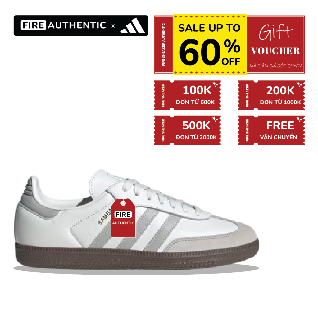 | Fire Authentic | Giày sneaker adidas Samba OG 'White Grey'