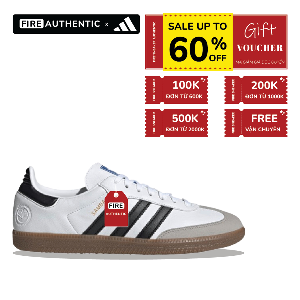 | Fire Authentic | Giày Samba Vegan 'White Black Gum' FW2427