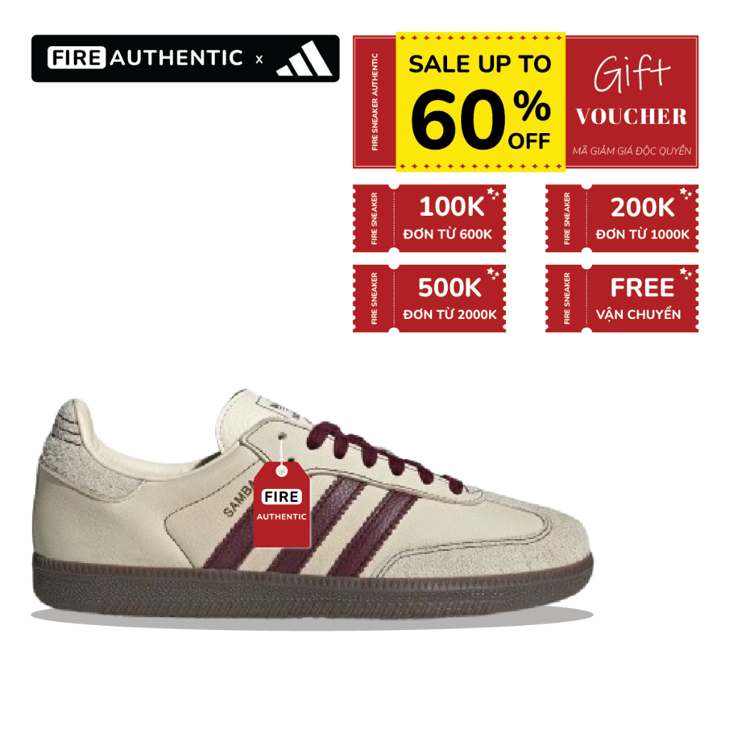 | Fire Authentic | Giày sneaker adidas Samba OG Maroon 'Wonder Cream'