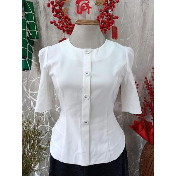 MOON STORE thanh lý - Áo peplum cổ tròn đính cúc bymo - SIZE S