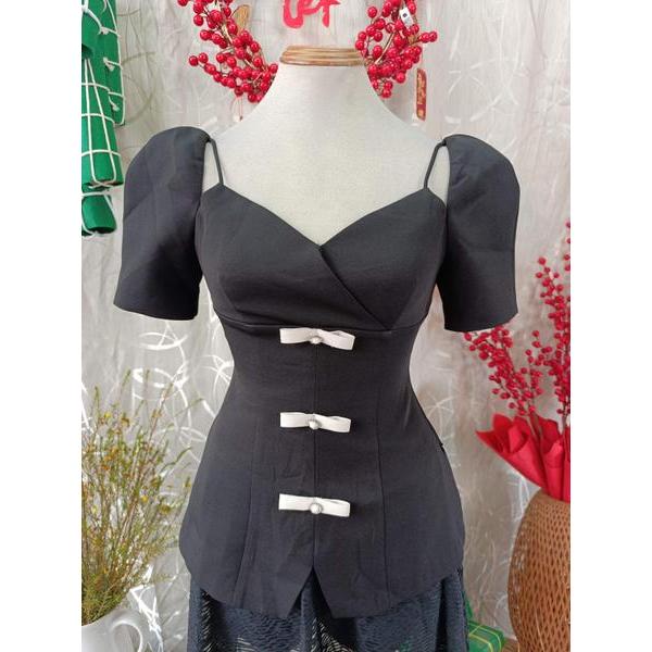 JM DRESS thanh lý - Áo peplum kiểu phối nơ bymo - SIZE S