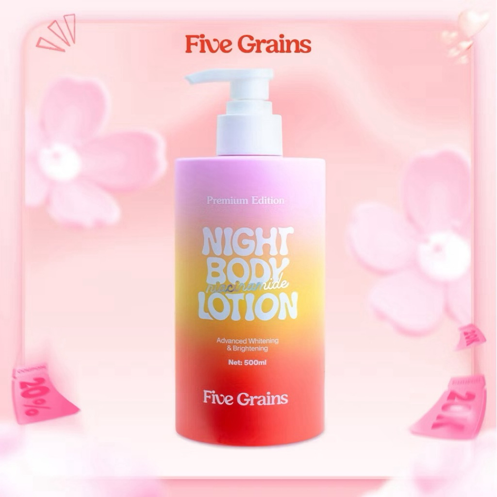 Kem dưỡng body Cao cấp Five Grains dưỡng trắng da Niacinamide, Alpha-Arbutin ban đêm bản nâng cấp 500ML