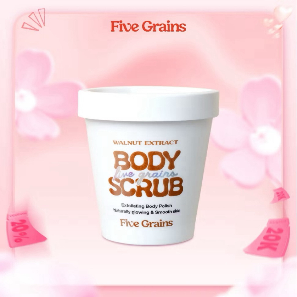 Tẩy tế bào chết body Niacinamide Cao cấp Five Grains chiết xuất quả Óc chó 200g