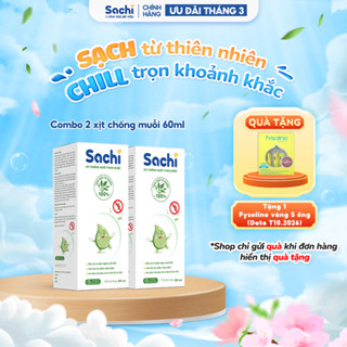 Combo 2 Xịt Chống Muỗi Thảo Dược Sachi An Toàn Lành Tính Chai 60ml Bảo Vệ Da Khỏi Muỗi An Toàn Cho Bé