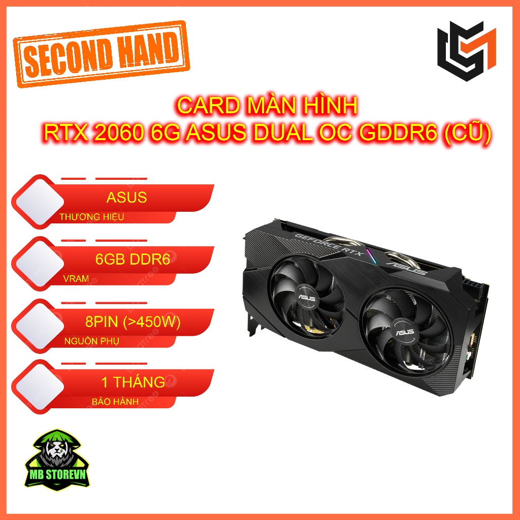 VGA CARD MÀN HÌNH RTX 2060 ASUS DUAL CŨ 6GB GDDR6 - BẢO HÀNH 3 THÁNG