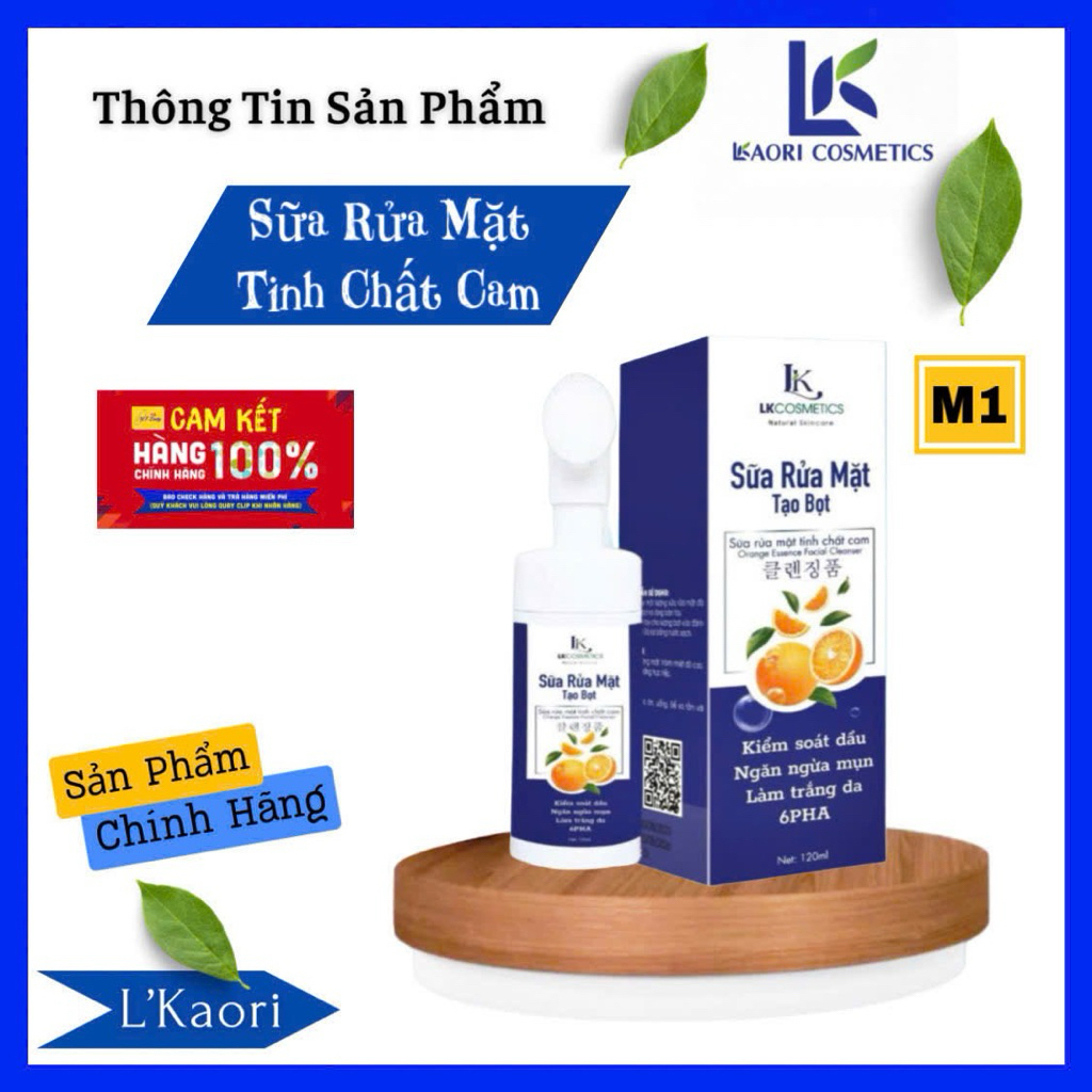 M1- Sữa rửa mặt tinh chất cam Lkaori (đầu cọ Silicon mềm) (Chính Hãng)
