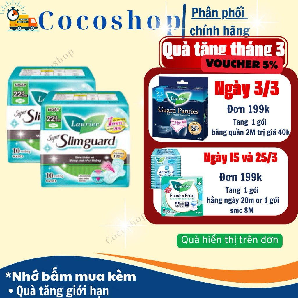 Laurier slimguard siêu mỏng 1mm 22,5cm 10 miếng/ 20 miếng