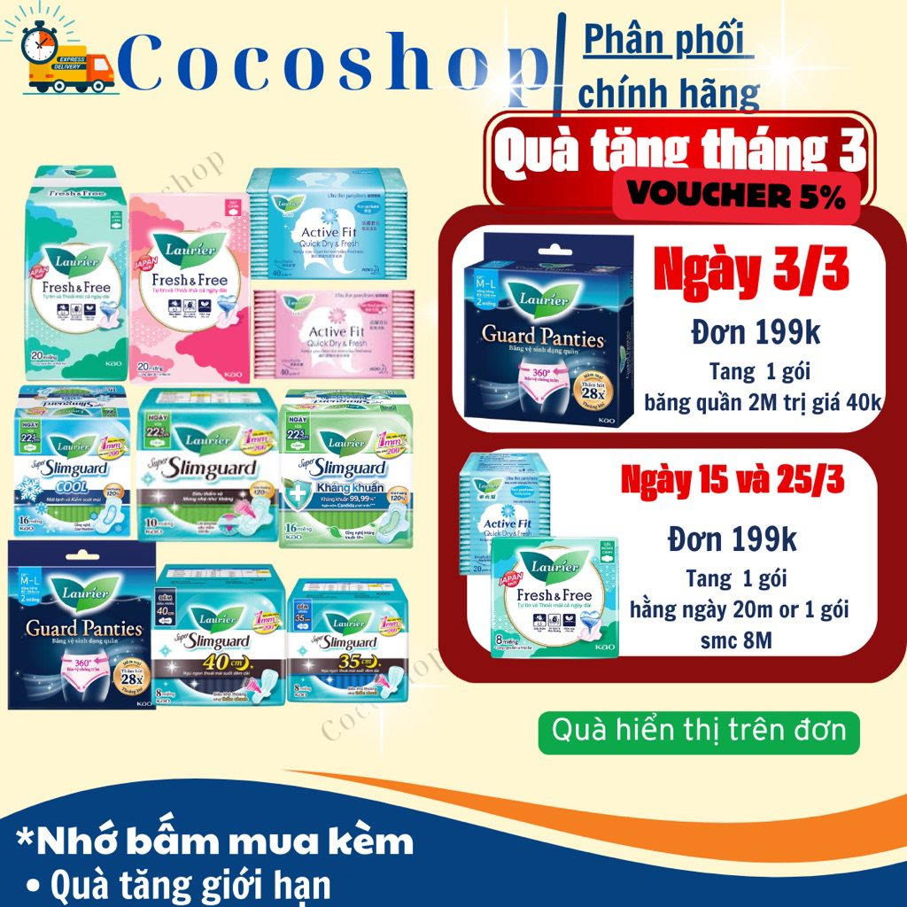 [ Laurier] Băng vệ sinh Laurier Hằng ngày- Ban Ngày- Đêm các loại