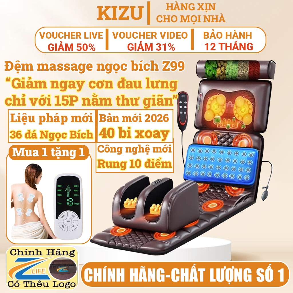 [ Chính Hãng-Thêu Logo ZLIFE ] Đệm massage toàn thân cao cấp ZLIFE Z99 Pro, Máy mát xa chân cho ngườ