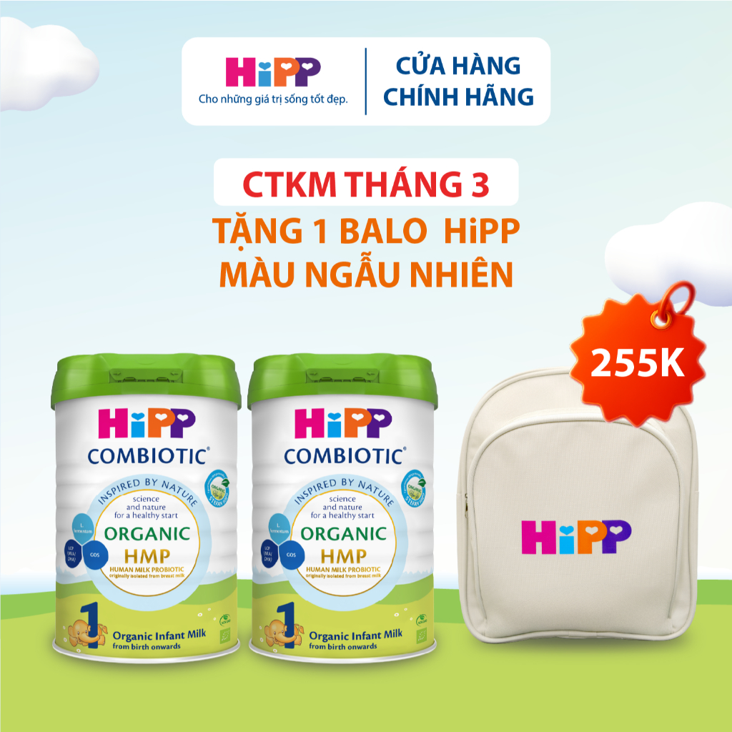 Combo 2 lon Sữa bột công thức HiPP 1 Organic Combiotic 800g (2 lon x 800g)
