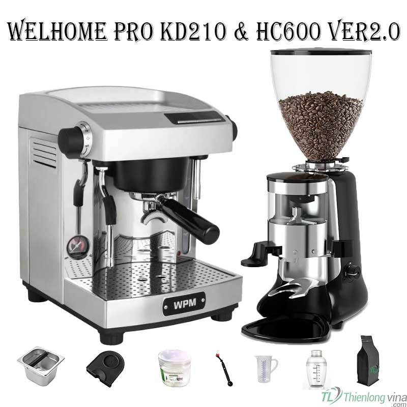 Combo Máy pha cà phê WPM Welhome KD210 S3 và máy xay cà phê HC600, LD020, A80, LD021, JX600AD,...