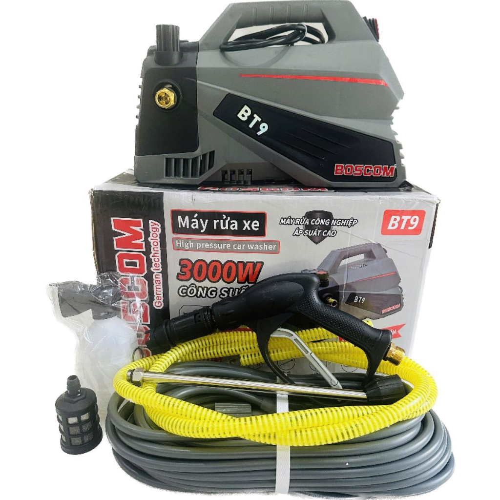 Máy rửa xe áp lực cao Boscom BT9 công suất 3500W tặng kèm bình tạo bọt tuyết - Máy xịt rửa gia đình 