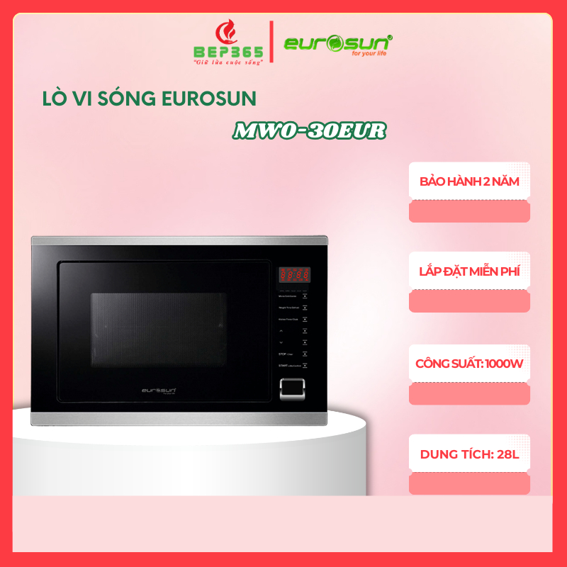 Lò Vi Sóng Âm Tủ Eurosun MWO-30EUR - Dung Tích 28L - 8 Chức Năng Nấu Tự Động - Bảo Hành 24 Tháng