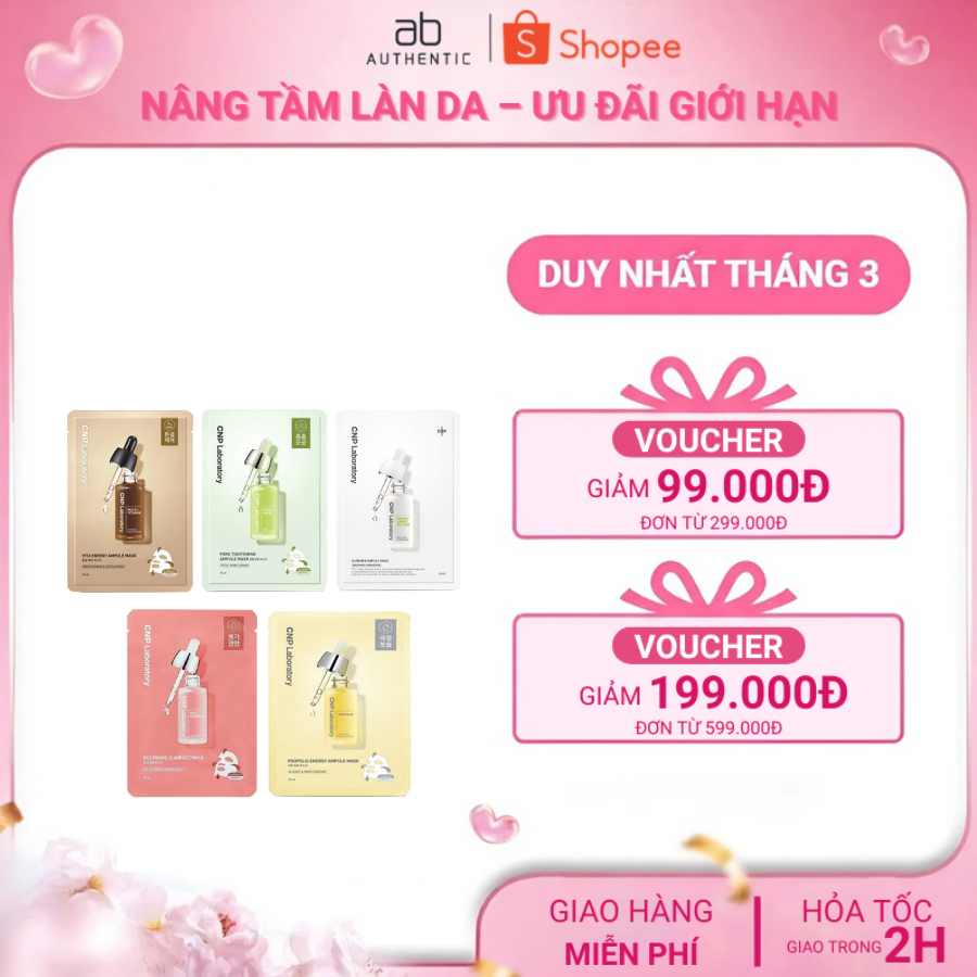[ Top 1 bán chạy] Mặt nạ giấy dưỡng sáng, cấp ẩm và làm dịu da CNP Laboratory Ampule Mask 25ml - AB AUTHENTIC