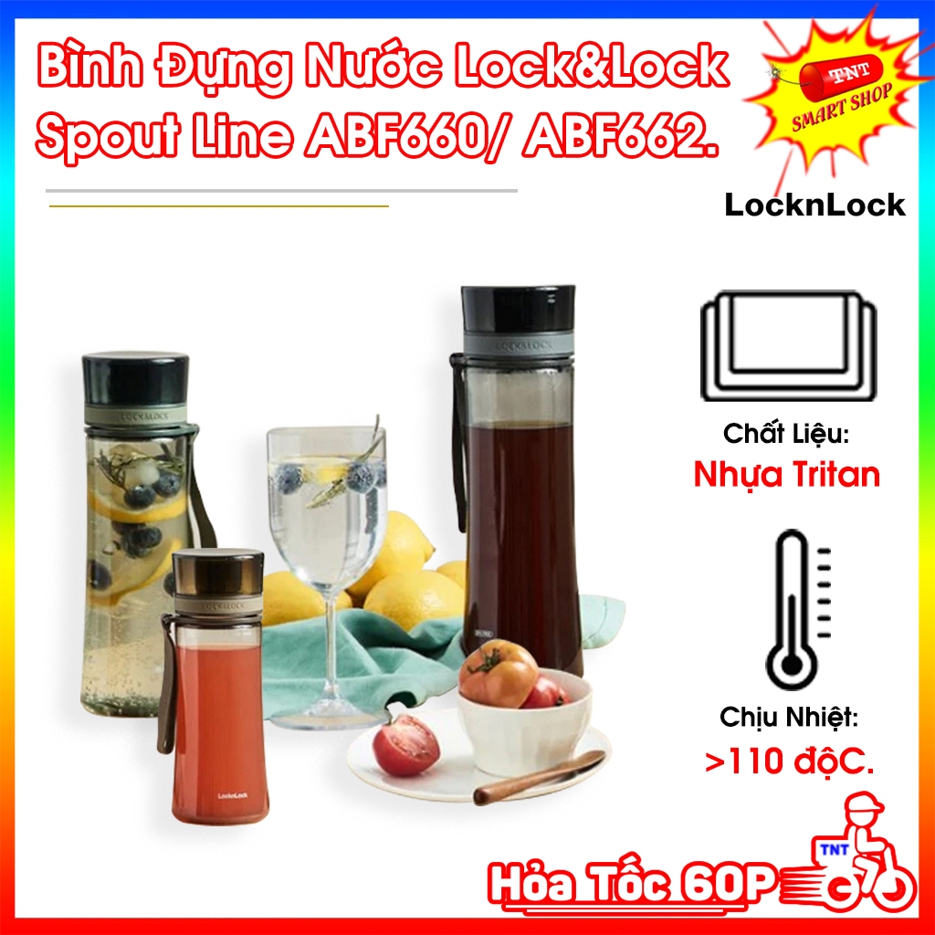 Bình Đựng Nước Lock&Lock Spout Line ABF660/ ABF662 Thiết Kế Sang Trọng, Tiện Lợi, Bình Uống Nước Nhự