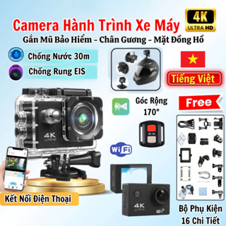 Camera hành trình 4k, Cam hành trình chống rung, Chống nước, Camera hành trình xe máy, Mũ bảo hiểm