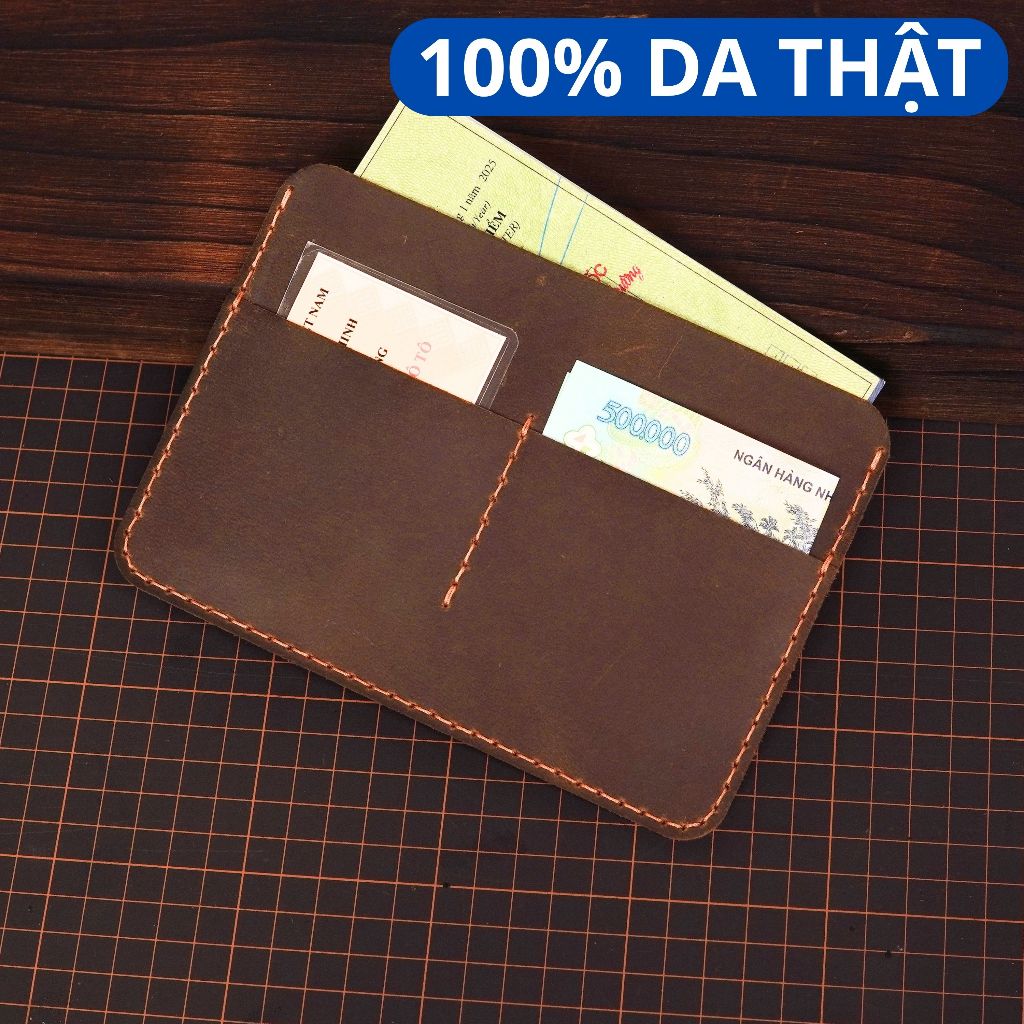 Ví Đựng Đăng Kiểm,Giấy Tờ Xe Ô Tô - Da Bò Sáp Thật - Khâu Tay - Làm Thủ Công WEMODA