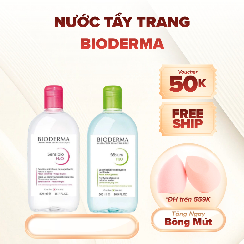 (Chính Hãng) Nước tẩy trang Bioderma cho da nhờn mụn, da khô BeeSkincare