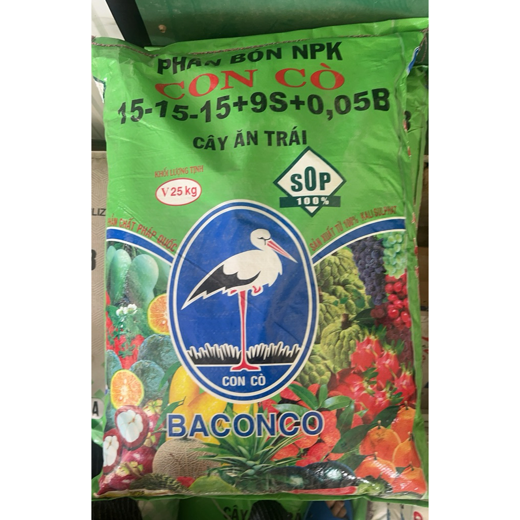 1 Bao NPK 3 con cò 15-15-15 Chuyên cho cây ăn trái- kali trắng- Bao 25kg