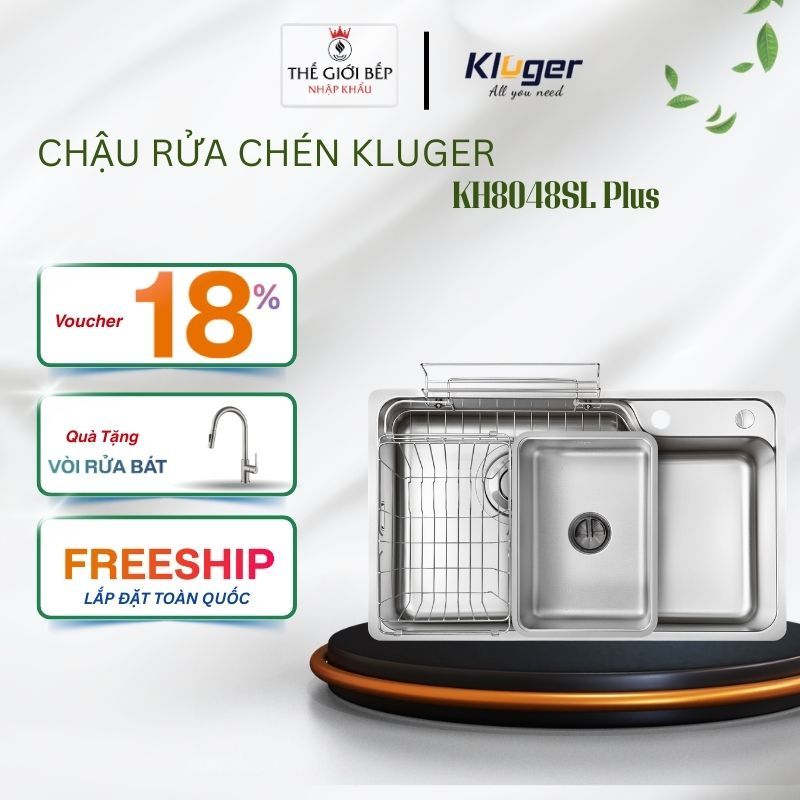 Chậu rửa bát Kluger HARU Series KH8048SL Plus, Bề mặt SUPER LINEN dập nổi, Bảo hành 10 năm - BNK