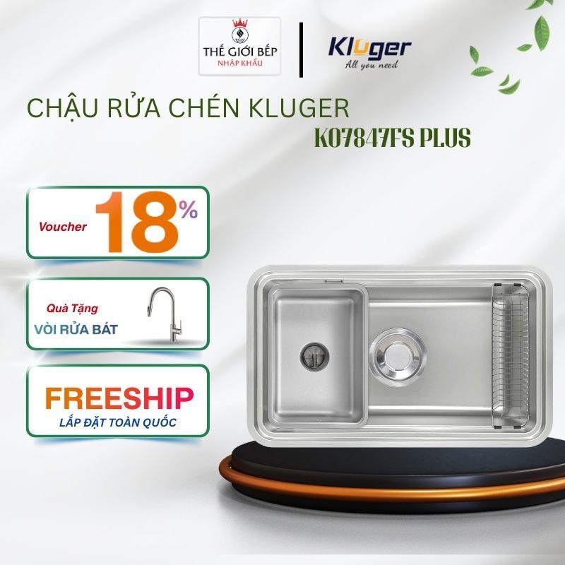 Chậu Rửa Bát Kluger KO7847FS Plus – OMI Series – Inox 304 Dày 1.2mm – Bề Mặt Linen Chống Xước