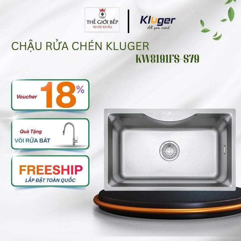 Chậu rửa bát Kluger K900 Series KW8191FS – S79, Bề mặt LINEN dập nổi, Bảo hành 10 năm - BNK