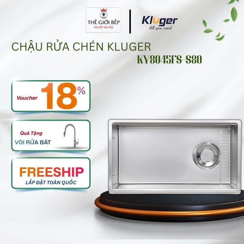 Chậu rửa bát Kluger TOYA Series KY8045FS – S80, Bề mặt LINEN dập nổi, Bảo hành 10 năm - BNK