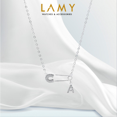 Dây chuyền bạc nam nữ LAMY mặt khóa ghim băng chữ cái đính đá Safety Pin Pendant 6468