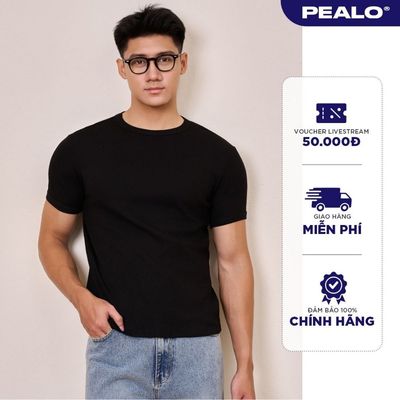 Áo Thun Cotton Gân Henley PEALO Ôm Body Cổ Tròn SS25 SPT4