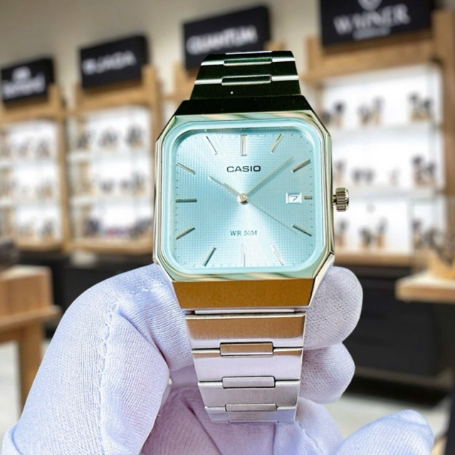 Đồng Hồ Nam Casio MTP-B185D-2A2 Mặt Ice Blue - Dáng Tank Lịch Lãm - Máy Quartz Nhật - Size 40mm