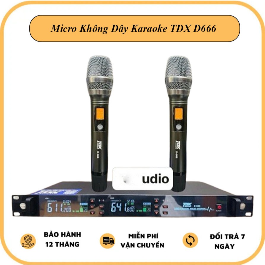 Micro Không Dây TDX D666 - Có Chức Năng Tự Ngắt Sử Dụng Sóng UHF Chất Âm Ngọt Ngào