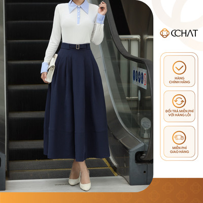 Chân Váy 𝐂𝐂𝐇𝐀𝐓 Dáng Xòe Linea Đai Trang Trí Chất Liệu Cao Cấp Hiện Đại 25CDS2005XT