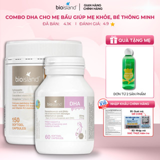 Combo vitamin DHA bầu và canxi sữa hữu cơ Bone Care Bioisland cho mẹ bầu, sau sinh giúp mẹ khỏe bé thông minh