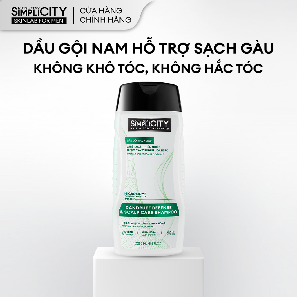 Dầu gội sạch gàu, giảm ngứa da đầu Dandruff Defense & Scalp Care Men Stay Simplicity 250ml