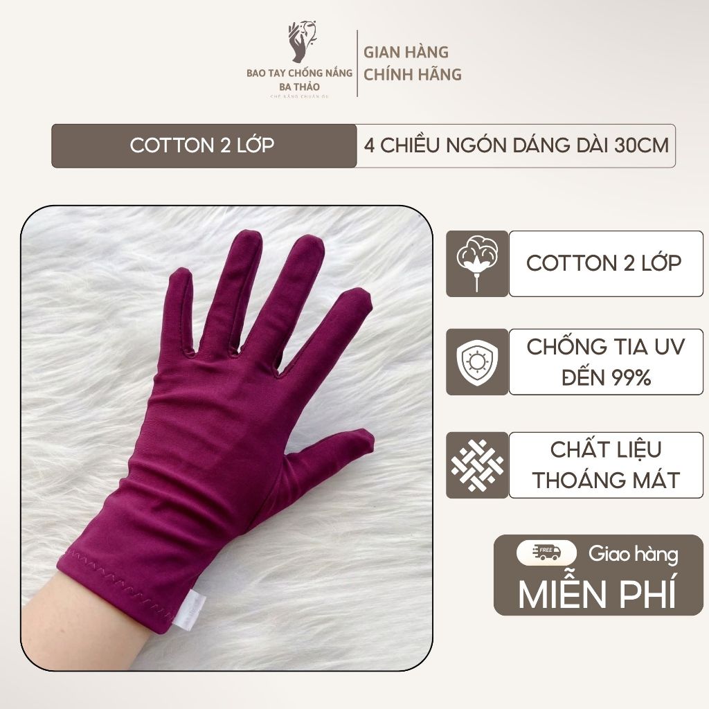 Găng Tay Chống Nắng Unisex Dài 30cm - Bao Tay Thun Lạnh Cotton 2 Lớp Co Giãn 4 Chiều Ôm Tay