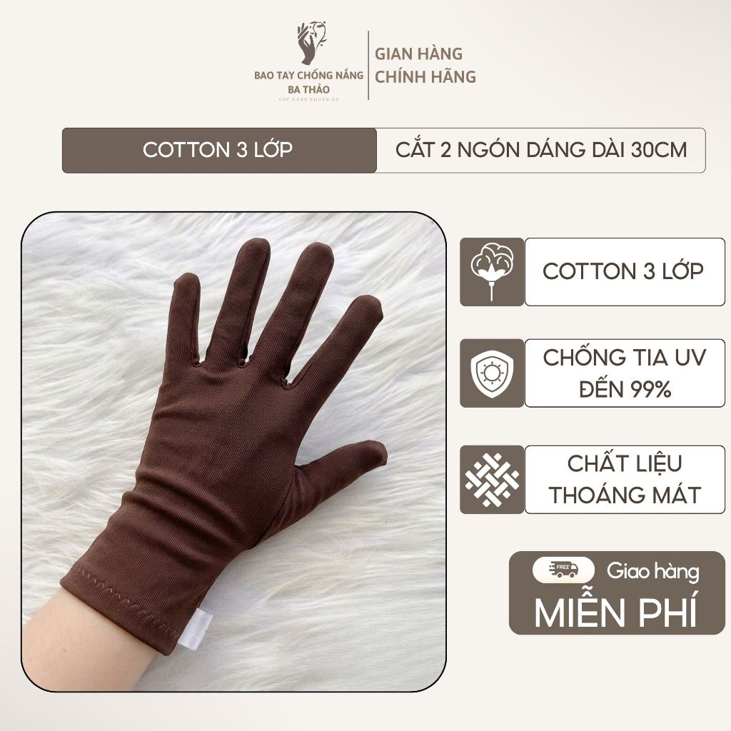 Bao Tay Chống Nắng - Găng Tay Nữ Cotton 2 Lớp Dáng Dài 30cm Thoáng Mát