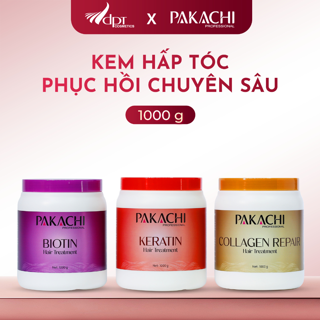 Kem hấp tóc phục hồi chuyên sâu Pakachi siêu mềm mượt, siêu tiết kiệm 1000g