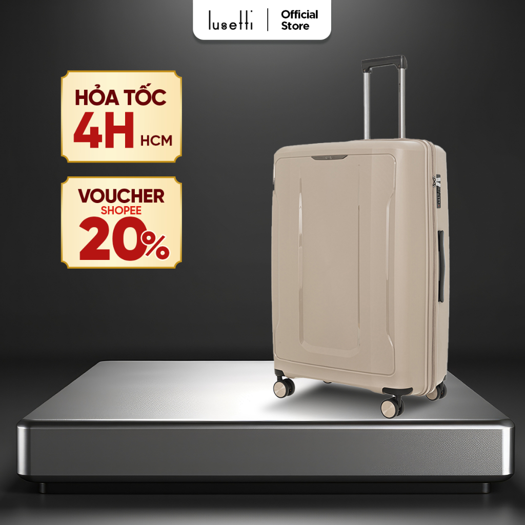 Vali Chống Bể Lusetti MP038 Size 20/ Size 25/ Size 29 Nhựa PP Chống Bể Vỡ, Khóa Số Âm Thông Minh, Bá