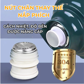 Nắp Phích Thay Thế Inox 304 Cao Cấp, Nút Chặn Bình Giữ Nhiệt Chống Tràn Kín Hơi Bền Bỉ, Tương Thích Nhiều Loại Phích