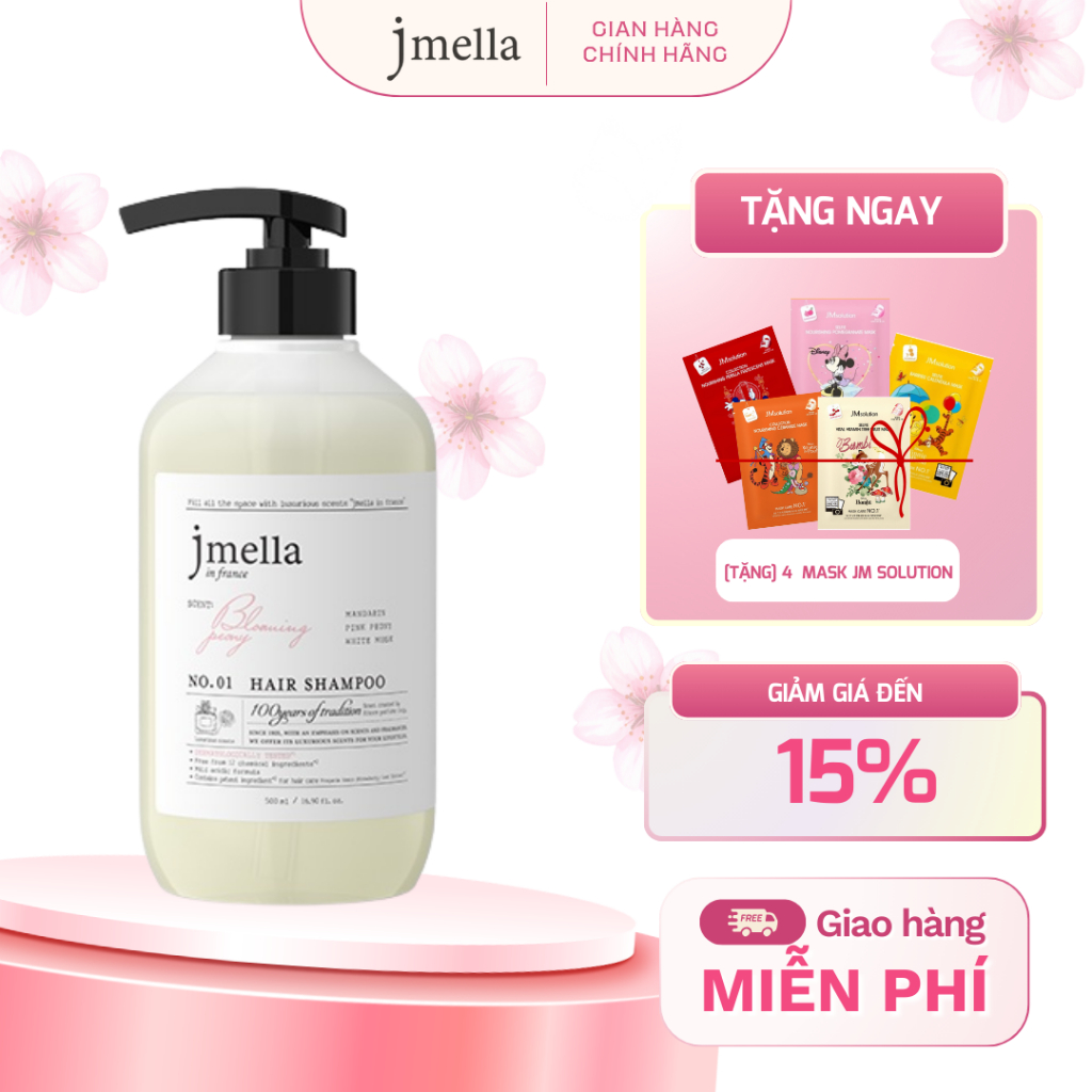 Dầu Gội Jmella in France Giúp Tóc Chắc Khỏe Hương No.1 Blooming Peony Hair Shampoo Sang Trọng 500ml