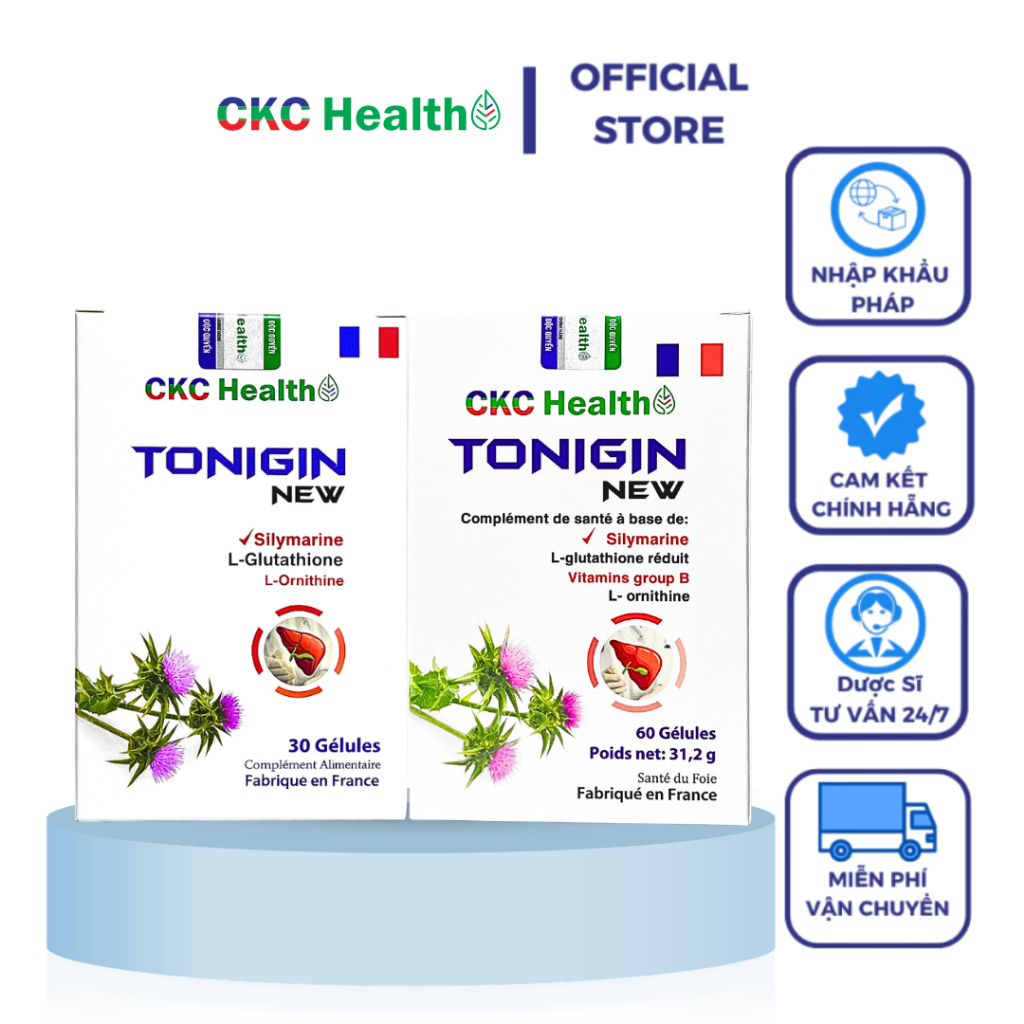 Combo 2 hộp Viên uống CKC Health TONIGIN NEW Hỗ trợ giải độc gan 30 viên/hộp